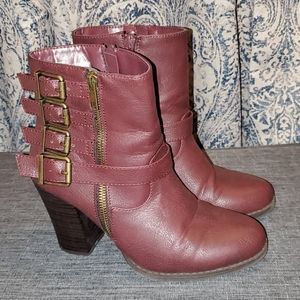 Justfab Burgundy Ankle Boots